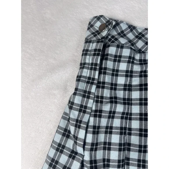 H&M Skirt Womens 6 Blue Plaid Pleated Mini Snap Waist Preppy Schoolgirl Casual - Picture 3 of 6